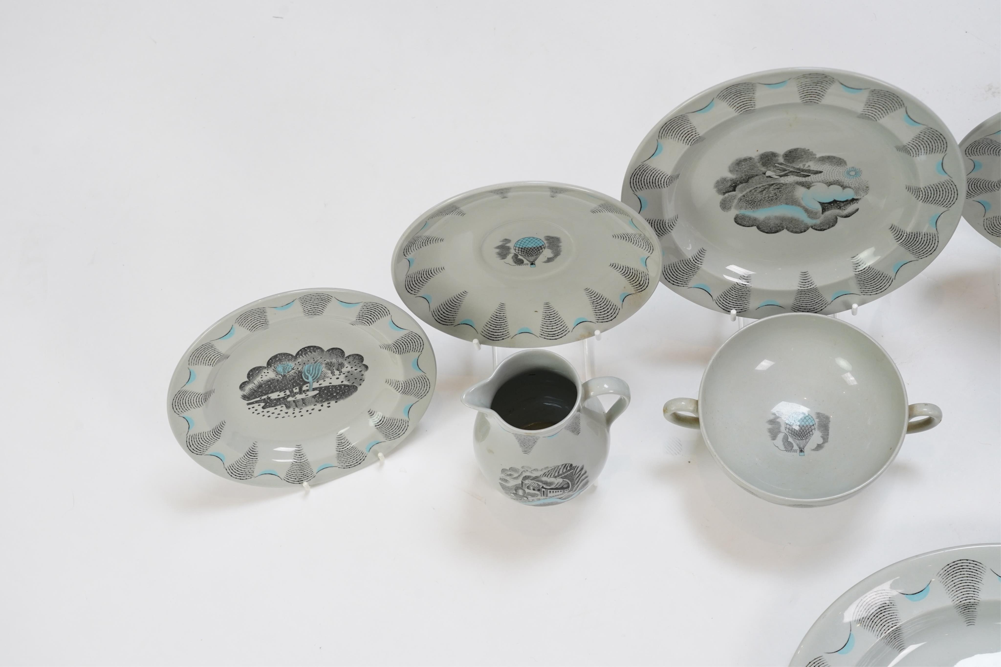 Eric Ravilious (1903-1942) for Wedgwood: A 'Travel' pattern part tea and dinner service